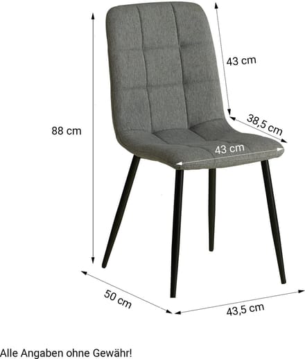 Homestyle4u Eetkamerstoelen - Set van 4 - Grijs - Linnen