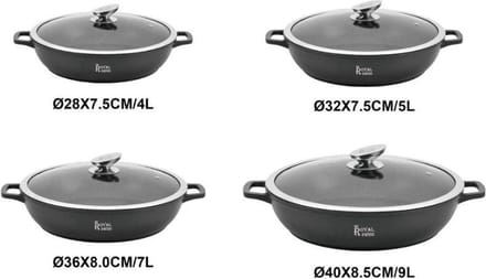 Royal Swiss Braadpan, stenen coating - 32cm zwart 5l