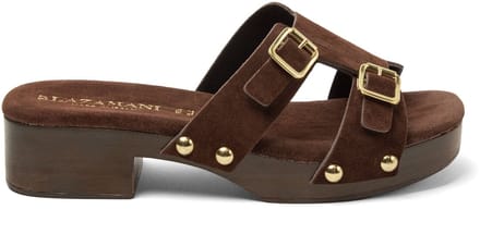 Lazamani - Aria Dames Clogs Suede Brown - Maat 41