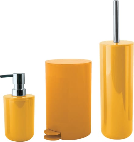 MSV Badkameraccessoire Moods - pedaalemmer - beker - zeeppompje - saffraan geel - kunststof