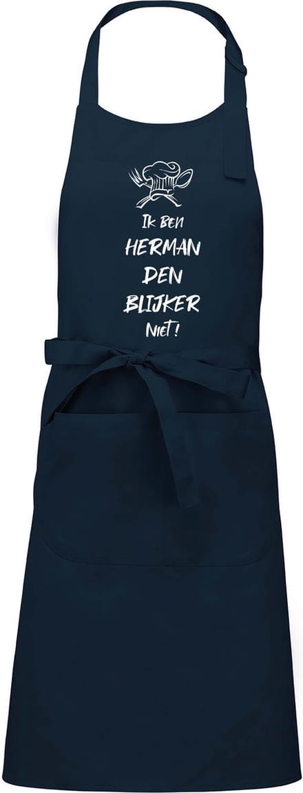 Mijncadeautje - Luxe schort - Ik ben Herman den blijker niet - blauw