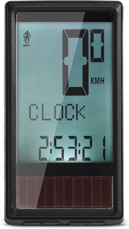 Fietscomputer - Kilometerteller Snelheidsmeter - Fiets Ritgegevens - Zonne-energie Opladen - Groot LCD Scherm - Zwart