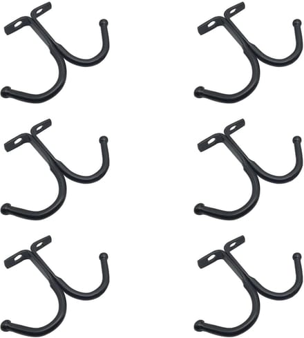 Mug Holder, 6 Pcs Mug Rack Under Cabinet Top Mounted Mug Shelf Hangers Metal Storage Hooks for Cabinet Kitchen Bathroom (Black)