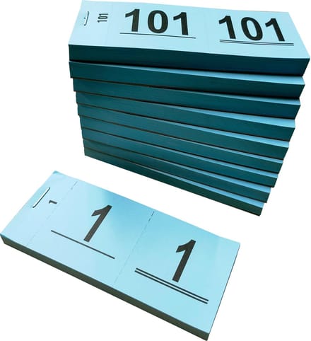 Garderobenummers 1 - 1000 - Nummerblocks - Afscheurbare Lootjes blauw - DULA