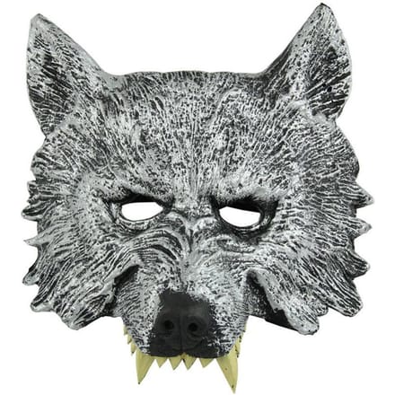 PU wolvenkop, masker One size fits all adults grijs
