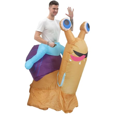 Grappig Rijdende Slak Opblaasbaar Kostuum, Volwassenen One size, 150-190cm paars