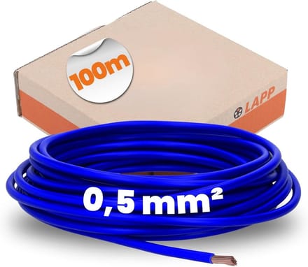Dunne Elektrische Standaard Ader H05V-K 0.50mm snoer Blauw 100 Meter