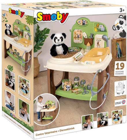 Smoby - Zoo Veterinary Center - 1 Panda knuffel - Veel accessoires en functies