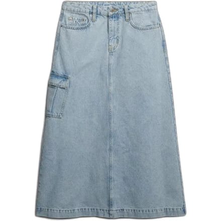 Superdry Denim Cargo Maxi Lange Rok Blauw M Vrouw