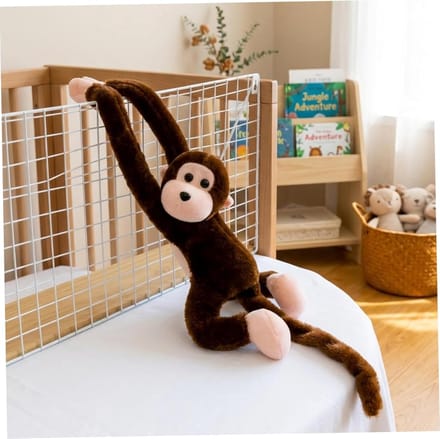 Opknoping aap knuffel - Pluche dier - Decoratie en spelen - Interactief geluid en lange armen - 70 cm - Bruin