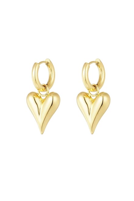 Bijoutheek Oorhangers Chunky Hart Goud