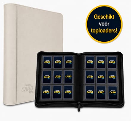 TradingCardPro® Toploader Verzamelmap met Ritssluiting - Geschikt voor Pokemon kaarten – 288 Kaarten – 16 pagina’s – 9 Pocket - Binder – Wit