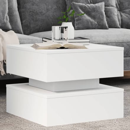 vidaXL - Salontafel - met - LED-verlichting - 50x50x40 - cm - wit