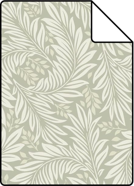 Proefstaal ESTAhome behang bladeren licht vergrijsd groen - 26.5 x 21 cm - 131142-S