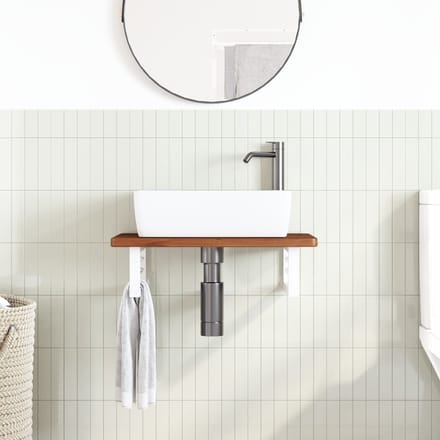 vidaXL - Badkamer - wandschap - staal - en - massief - eikenhout