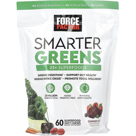 Force Factor, Smarter Greens, Zomerbes, 60 zachte kauwsnoepjes