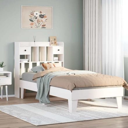 vidaXL - Bedframe - zonder - matras - massief - grenenhout - wit - 90x190 - cm