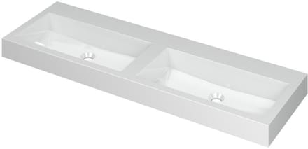 INK Momento Wastafel Polystone Dubbel Zonder Kraangaten - 1400x450x90 mm - Glans Wit