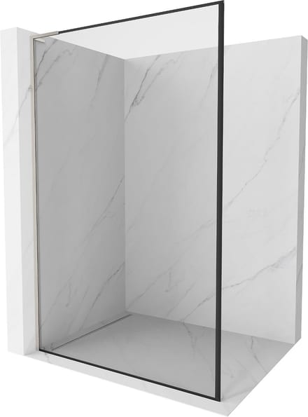 Mexen Kioto L douchewand Walk-in 70 x 200 , zwart frame, geborsteld nikkel - 800-070-103-97-70