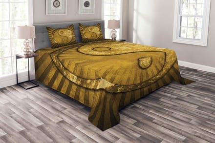 ABAKUHAUS Yin Yang – Bedsprei Set – Polyester, Bruin 264x220 cm