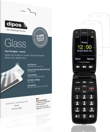 dipos – 2x Pantserfolie geschikt voor Doro Primo 406 | 9H Screenprotector