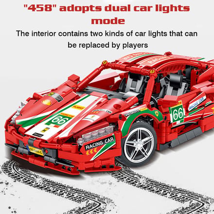 Mork 023002-1 Creative High-Tech Serie 1328Pcs Rood 458 Super Racing Sport Auto 1:14