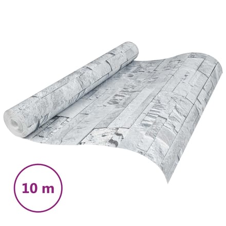 vidaXL - 3D - Steen - Behang - Lichtgrijs - 10 - x - 0,53 - m - Non-Woven - Stof