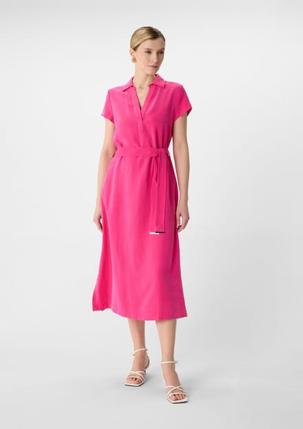 Dames Midi Viscose Jurk met Overhemdkraag COMMA