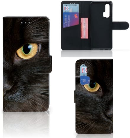 Honor 20 Pro Telefoonhoesje met Pasjes Zwarte Kat