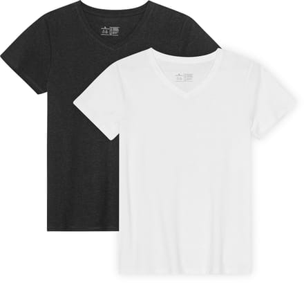DANISH ENDURANCE T-Shirt - V-Hals - Dames - Wit/Zwart - 2-pack - Maat M