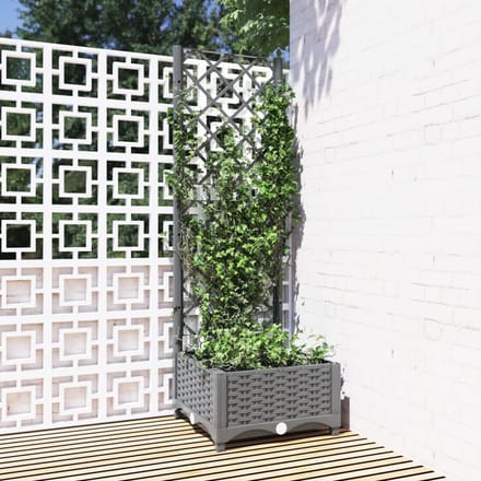 vidaXL - Plantenbak - met - latwerk - 40x40x121,5 - cm - polypropeen