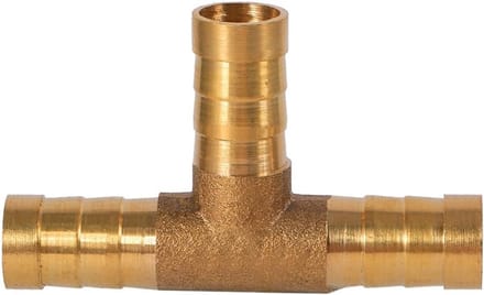Drieweg brandstofslang connector voor gas, messing adapter met 10mm aansluiting en afdichting