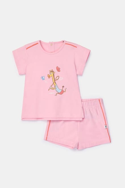 Woody - Baby Meisjes Pyjama - Lichtroze - 6 maand / 68