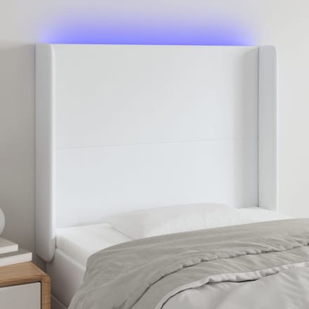 vidaXL - Hoofdbord - LED - 83x16x118/128 - cm - kunstleer - wit