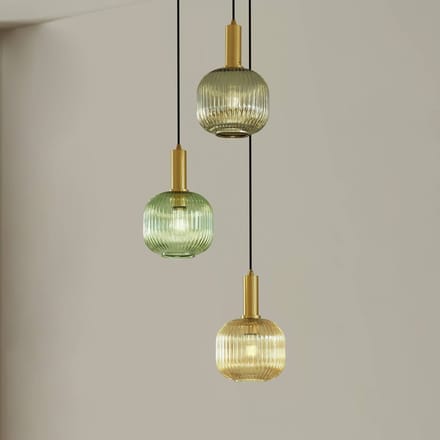 Lindby - hanglamp - 3lichts - Glas, ijzer - H: 18 cm - E27 - groen, amber, rookgrijs