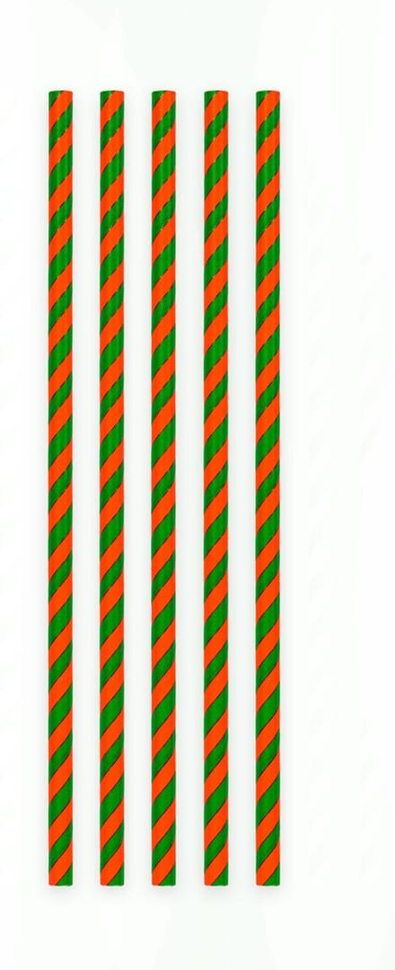20 Papieren rietjes Rood / Groen - 6mm x 197mm