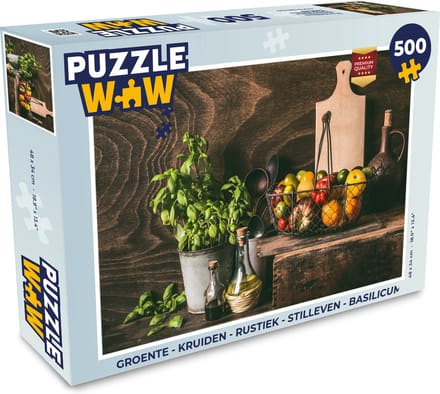 Puzzel Groente - Kruiden - Rustiek - Stilleven - Basilicum - Legpuzzel - Puzzel 500 stukjes
