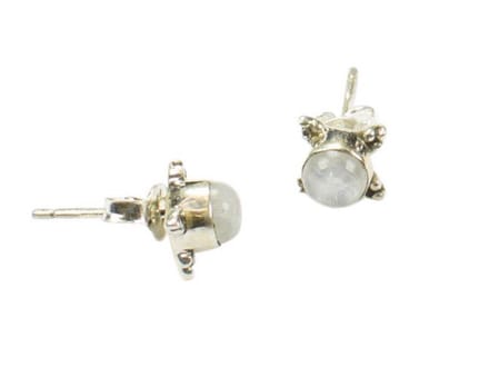 Zilveren knop oorbellen Maansteen 925 zilver
