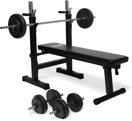 VirtuFit Verstelbare Halterset - 30,5 kg - Halterbank Compact - Dumbbellset - Halterset