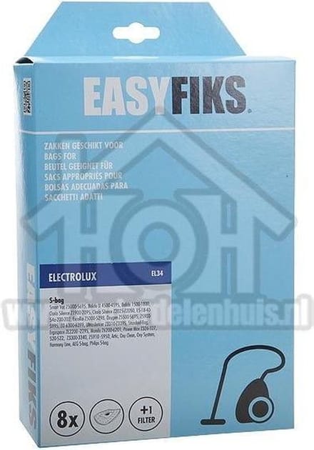 Easyfiks Stofzuigerzak S-BAG Micro Fleece 8 stuks Nw Stijl Oxygen Smartvac E201B 9002560598