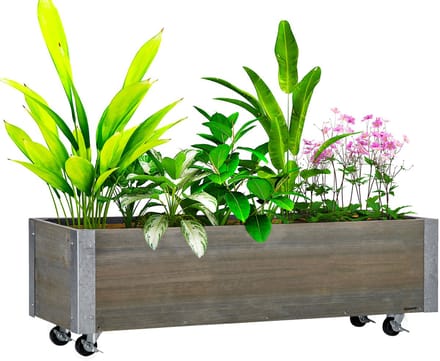 Outsunny-Tuinbed-Sparrenhout-96x30.6x30cm-Grijs