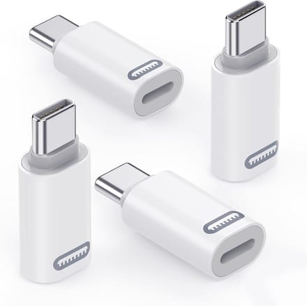Lightning naar USB-C Adapter 4-Pack voor iPhone 15/16 Pro Max, iPad Pro/Air - Snelladen, Compatibel, Hoogwaardige Kwaliteit