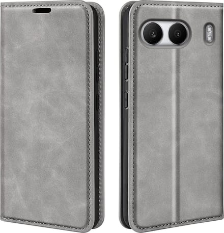 MobyDefend Hoesje - Geschikt voor OnePlus Nord 4 - Luxe Wallet Bookcase (Magnetische Sluiting) - Grijs