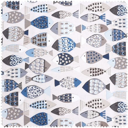 Decoratieve stof linnen optiek "Blauwe vissen"