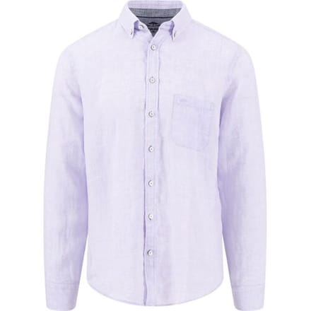 Fynch-Hatton Overhemd Premium Solid Linnen Button-Down Lavender / male