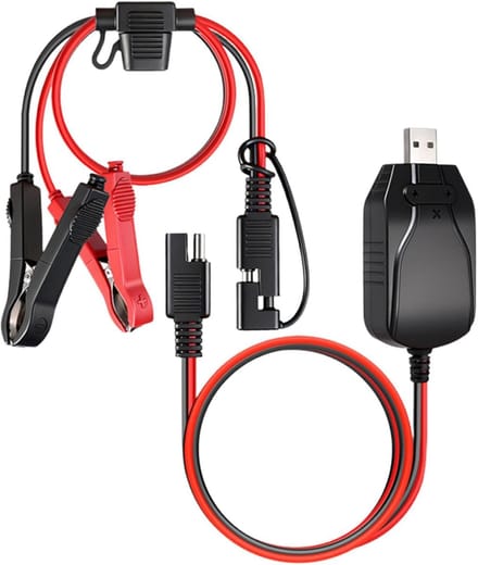 Acculader Motorfiets - Druppellader Slim - Accu Onderhoud - Universele USB - 12V - Zwart