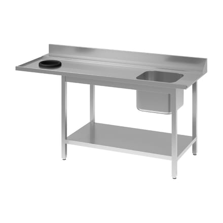 Gastro M RVS spoeltafel met afvalgat 1 spoelbak rechts 140x70cm