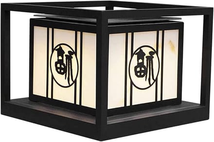 Tuinpostlicht LED - Solar lantaarn - Buitenverlichting - Regendichte constructie - 32x32x24cm - Zwart