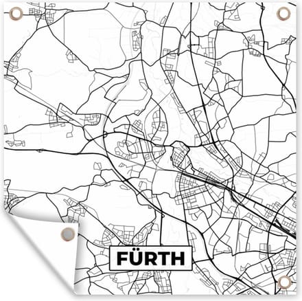 Tuindoek Kaart - Fürth - Plattegrond - Stadskaart - 100x100 cm