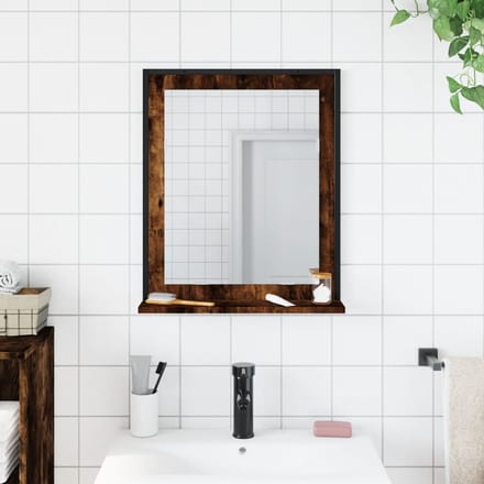 vidaXL - Badkamerspiegel - met - schap - 50x12x60 - cm - hout - gerookt - eiken